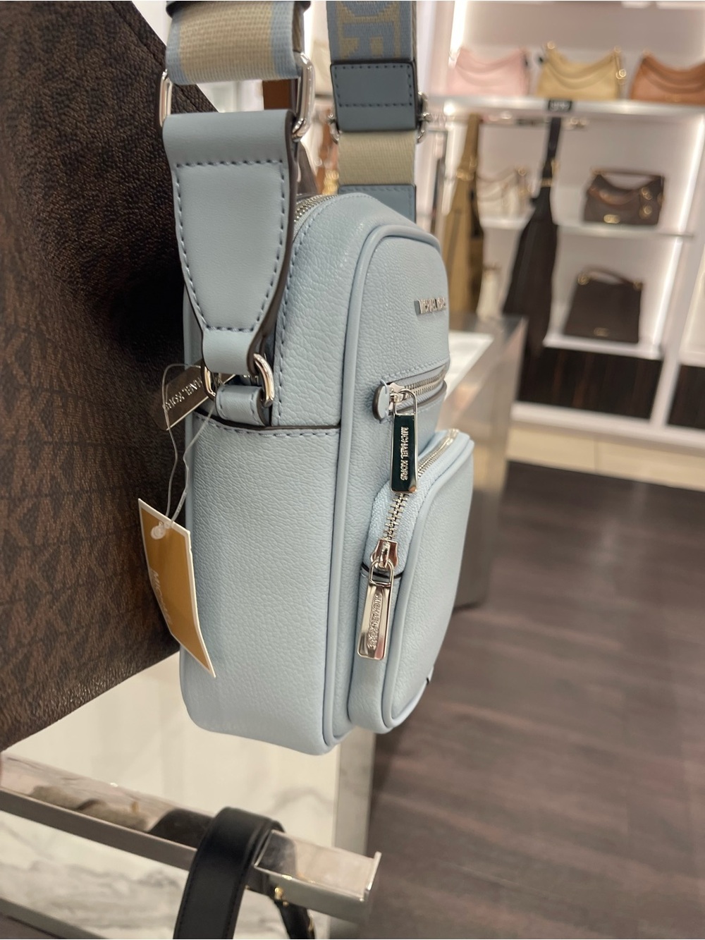 Michael Kors Jet Set Med Flight Leather Crossbody Messenger Bag
Pale Ocean 
NWT - Picture 10 of 16